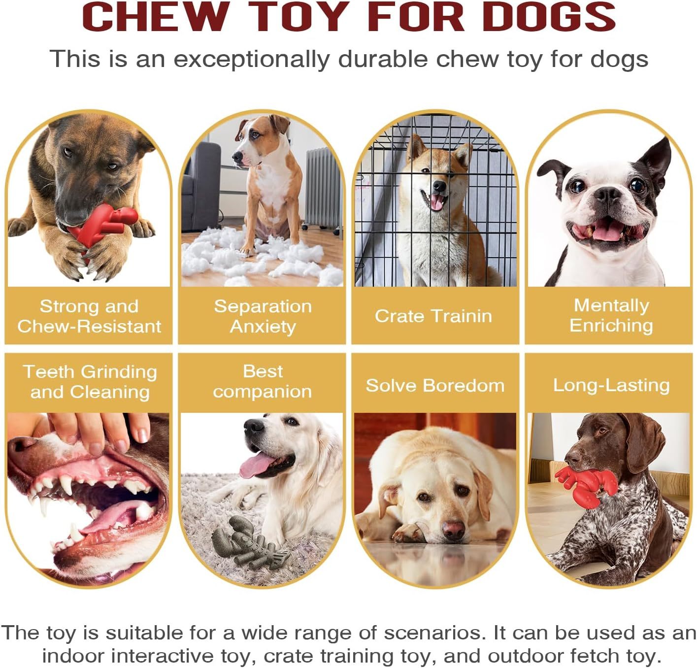 JMT-542474 Durable Chew Toy for Large & Medium Dogs - Ideal for Aggressive Chewers, Teeth Cleaning, and Playtime