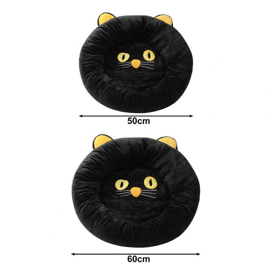 JMT-542794 Cozy Black Cat-Shaped Pet Nest Bed with Head and Neck Support for Cats