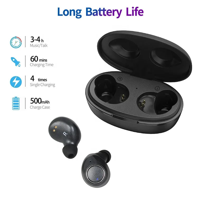JMT-543818 Compact Invisible In-Ear Earbuds with LED Charging Case - Trulyway M2 TWS