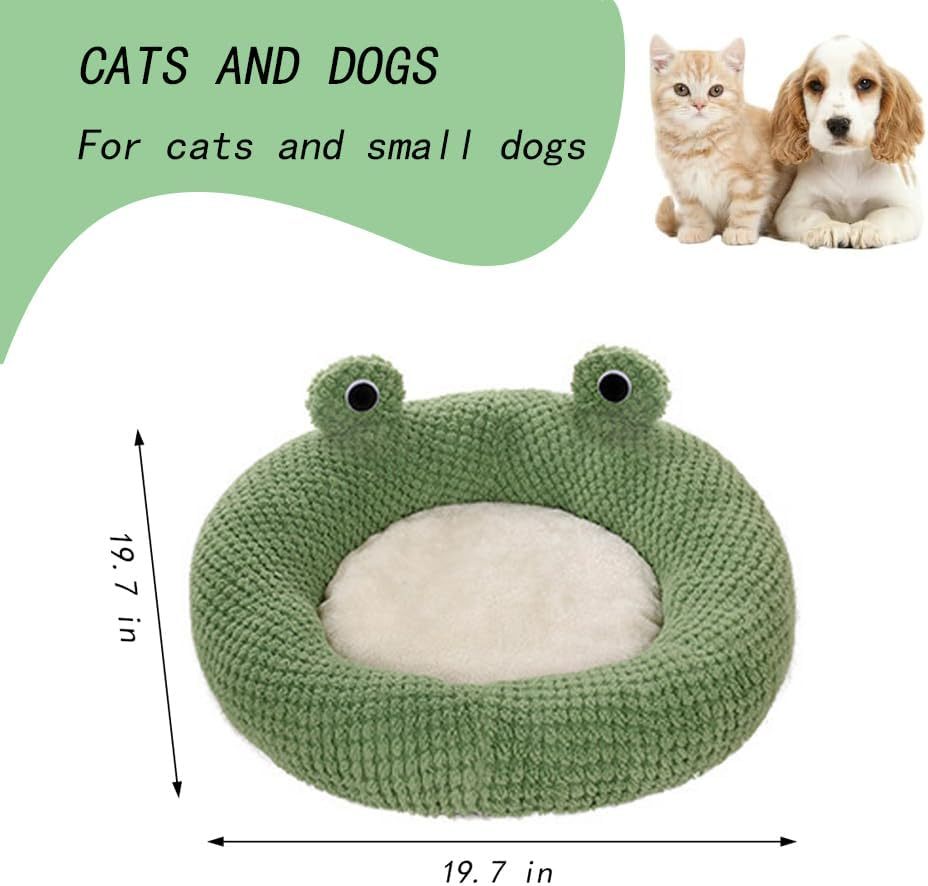 JMT-543946 Cartoon Frog Shape Cat and Small Dog Bed - Cozy Plush Pet Nest for Indoor Comfort