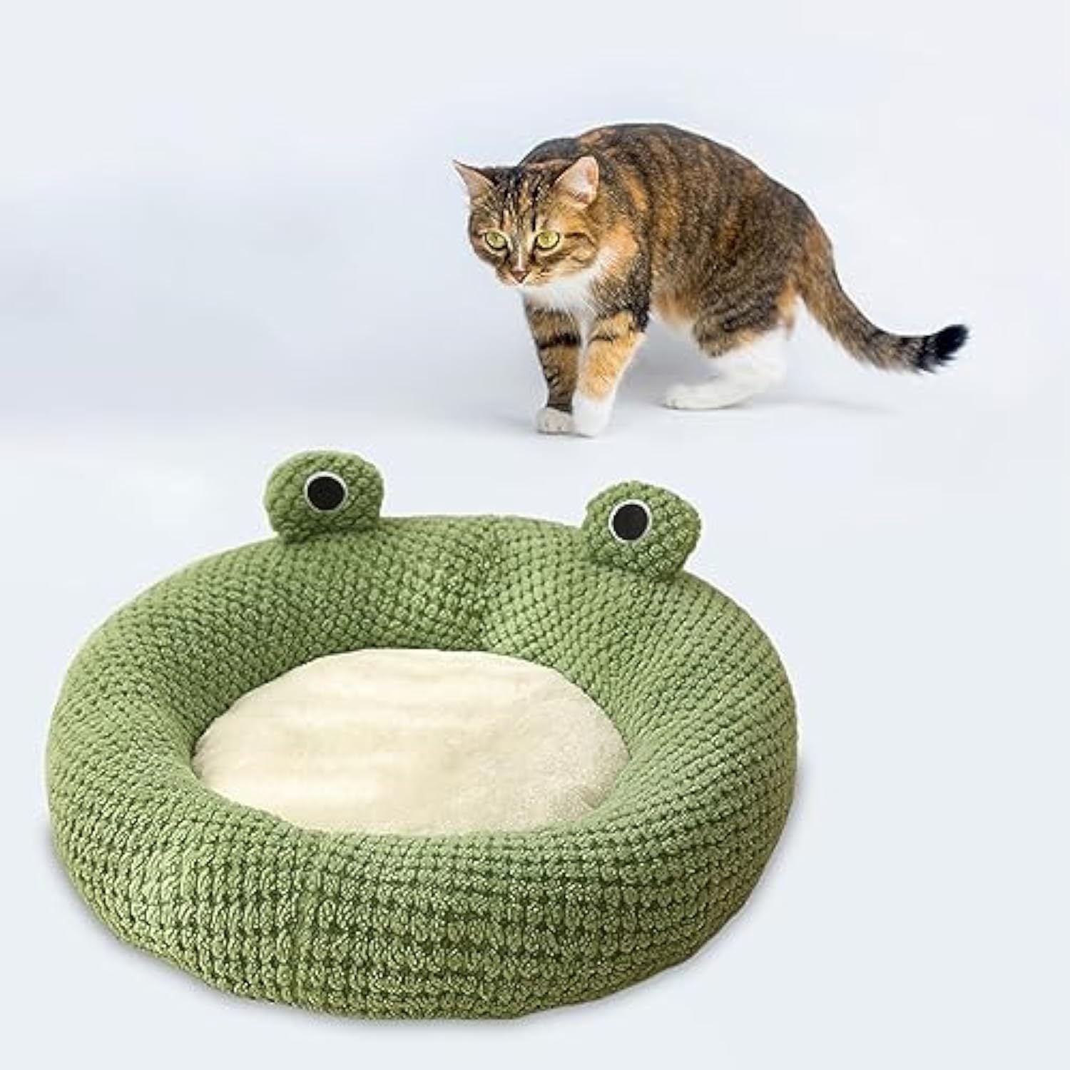 JMT-543946 Cartoon Frog Shape Cat and Small Dog Bed - Cozy Plush Pet Nest for Indoor Comfort