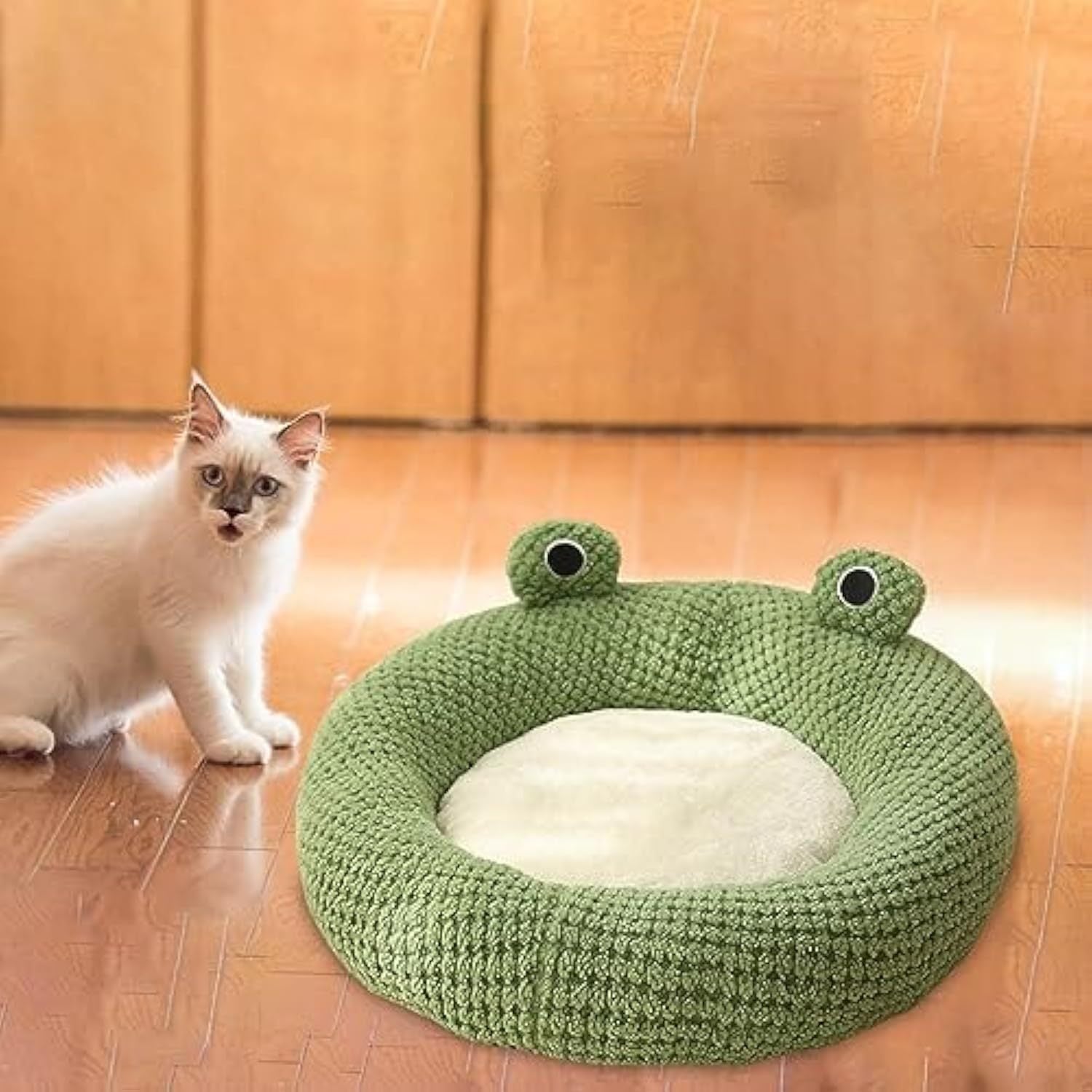 JMT-543946 Cartoon Frog Shape Cat and Small Dog Bed - Cozy Plush Pet Nest for Indoor Comfort