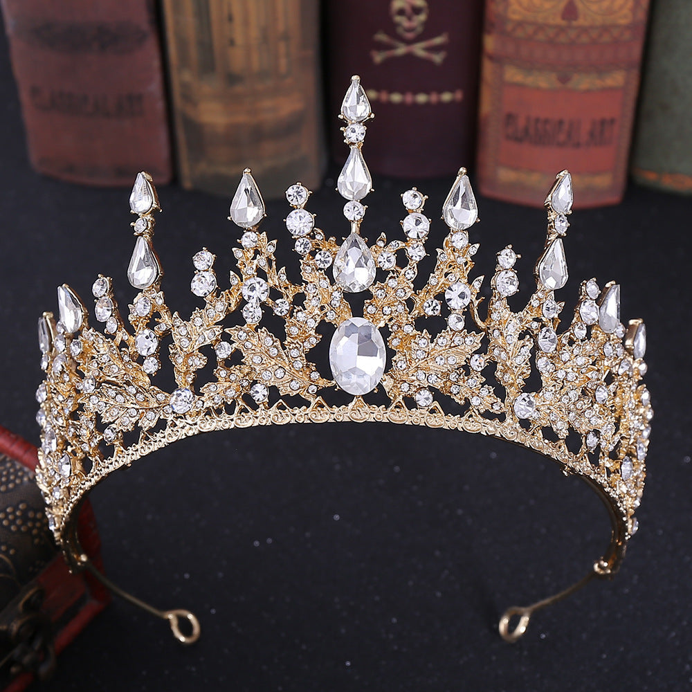 JMT-544330 Elegant Crown Headdress with White Crystals for Bridal Accessories