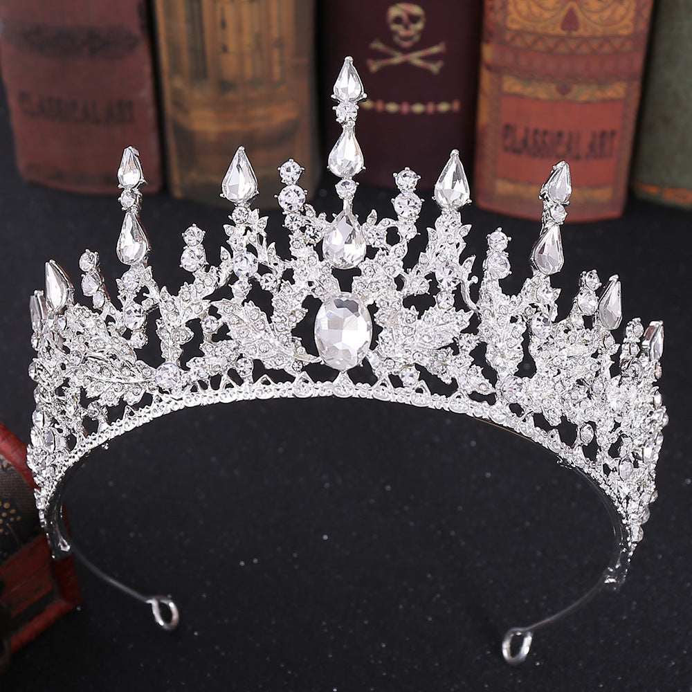 JMT-544330 Elegant Crown Headdress with White Crystals for Bridal Accessories