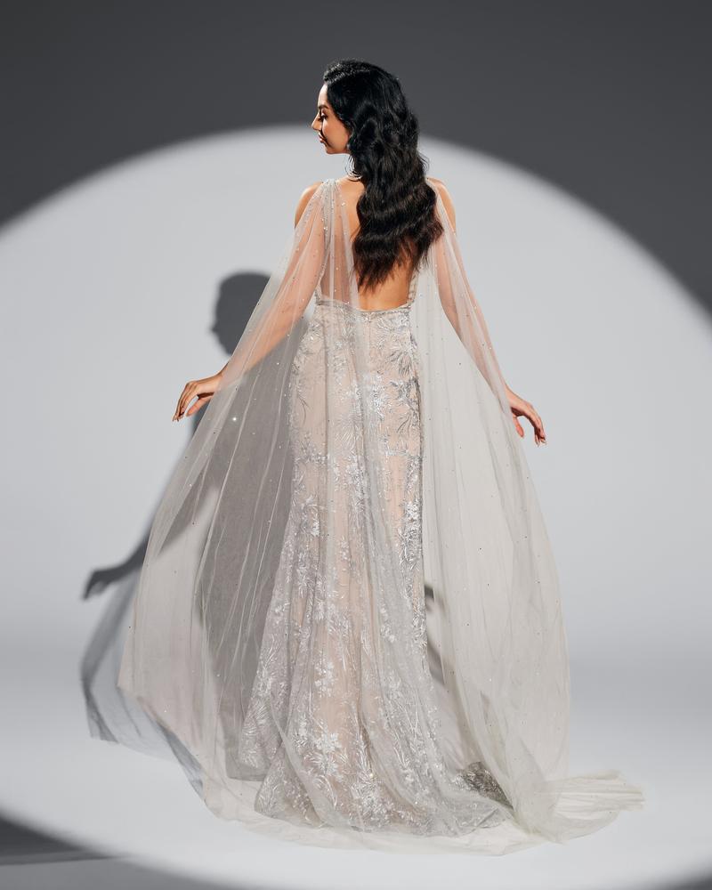 JMT-545034 Elegant Silver Evening Gown for Women - Perfect for Formal Events
