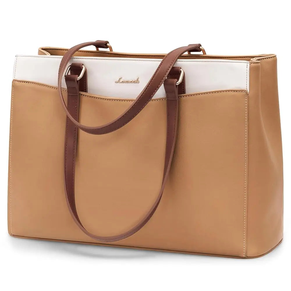 JMT-545610 Waterproof PU Leather 15.6-17.3 Inch Business Tote Bag for Women - Classic Office Briefcase