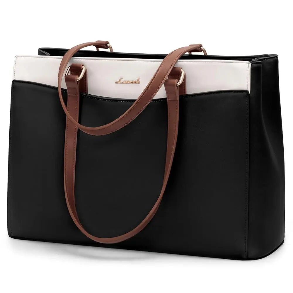 JMT-545610 Waterproof PU Leather 15.6-17.3 Inch Business Tote Bag for Women - Classic Office Briefcase