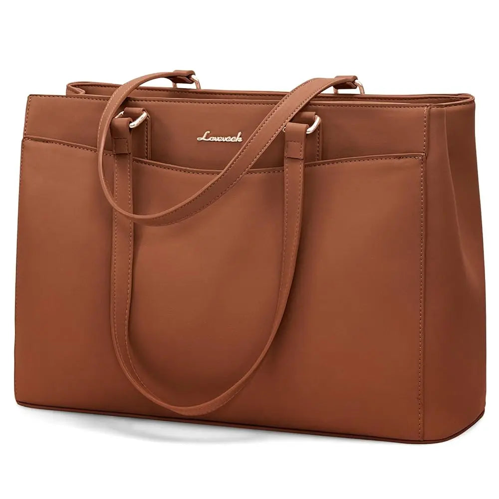 JMT-545610 Waterproof PU Leather 15.6-17.3 Inch Business Tote Bag for Women - Classic Office Briefcase