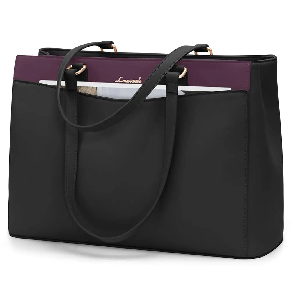 JMT-545610 Waterproof PU Leather 15.6-17.3 Inch Business Tote Bag for Women - Classic Office Briefcase