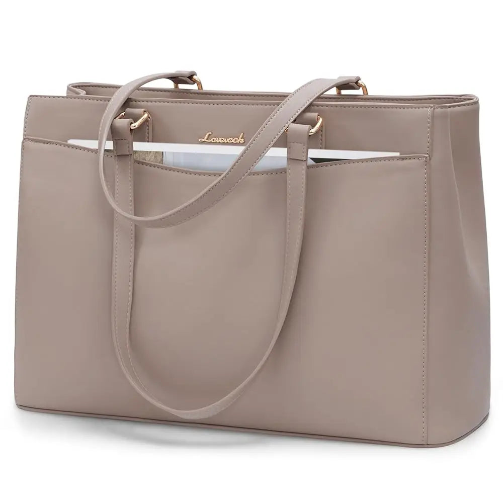 JMT-545610 Waterproof PU Leather 15.6-17.3 Inch Business Tote Bag for Women - Classic Office Briefcase