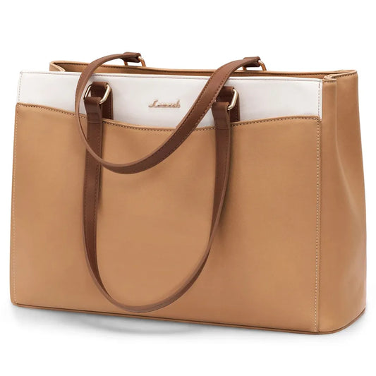JMT-545610 Waterproof PU Leather 15.6-17.3 Inch Business Tote Bag for Women - Classic Office Briefcase