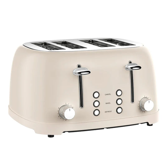 JMT-545738 Retro 4-Slice Stainless Steel Electric Pop-Up Toaster with Grill Feature