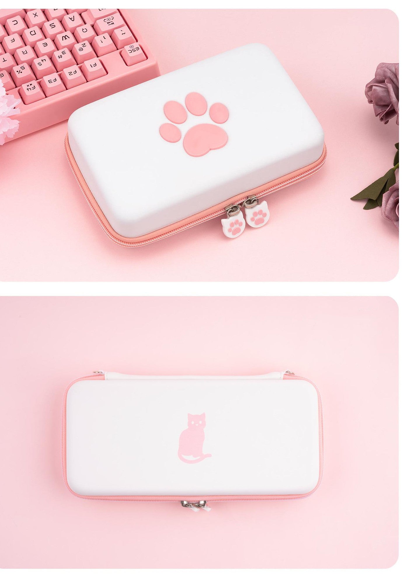 JMT-546122 Cat Paw Design Portable Storage Bag for Nintendo Switch with Card Slots