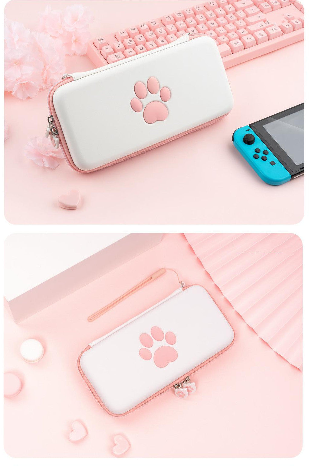 JMT-546122 Cat Paw Design Portable Storage Bag for Nintendo Switch with Card Slots