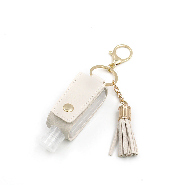 JMT-546186 Portable Keychain Hand Sanitizer Bottle with Leather Card Holder - 30ml Refillable Travel Container in Multiple Colors