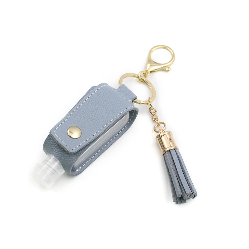 JMT-546186 Portable Keychain Hand Sanitizer Bottle with Leather Card Holder - 30ml Refillable Travel Container in Multiple Colors