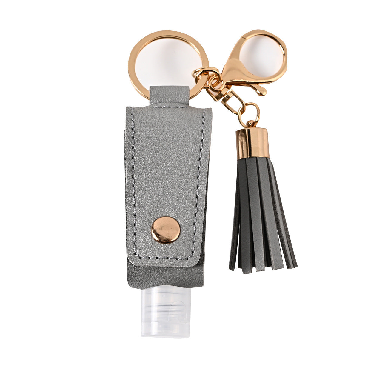 JMT-546186 Portable Keychain Hand Sanitizer Bottle with Leather Card Holder - 30ml Refillable Travel Container in Multiple Colors