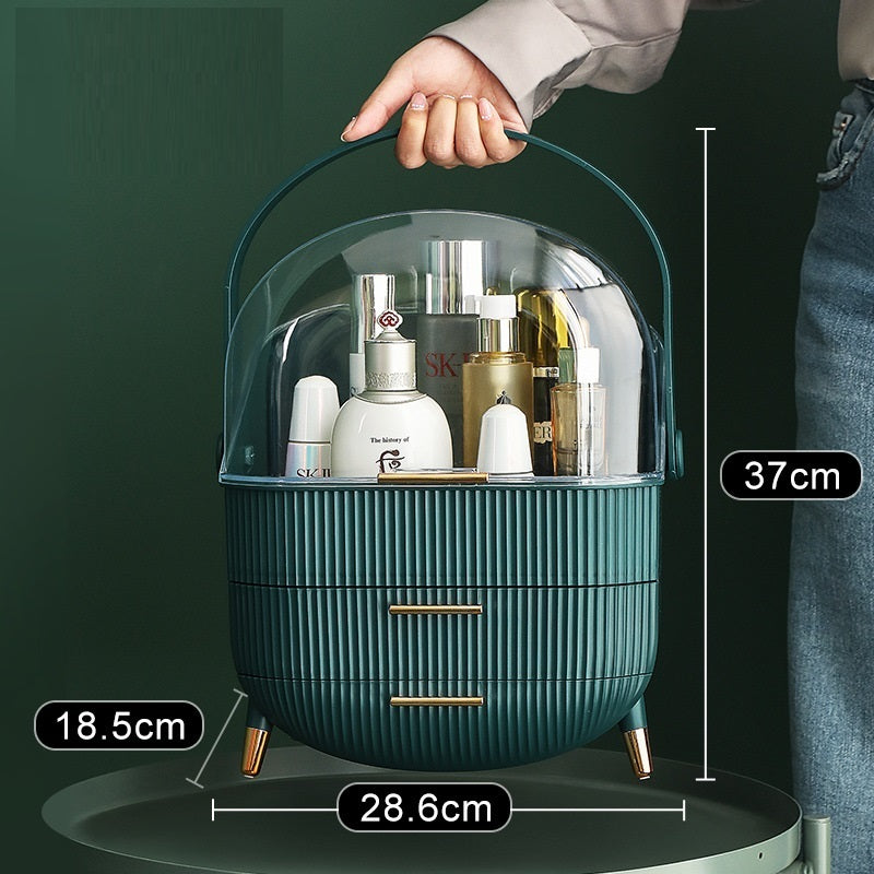 JMT-546378 Large Capacity Dust-Proof Plastic Clamshell Cosmetic Storage Box with Drawer