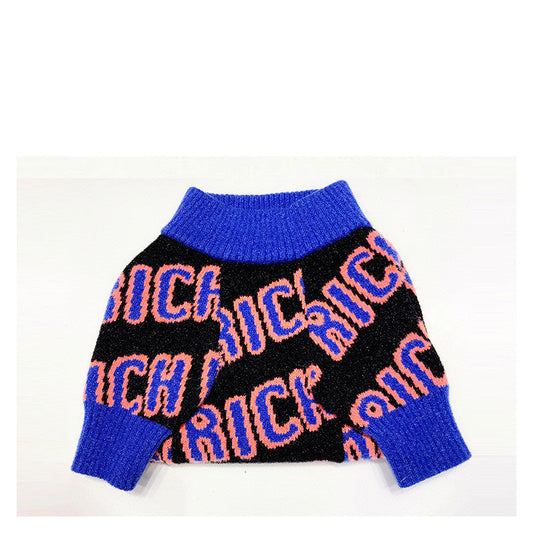 JMT-546570 Winter Warm Sweater for Dogs - Blue and Red, Suitable for Pug, Teddy, Bichon, Schnauzer, Corgi, Shiba Inu and More