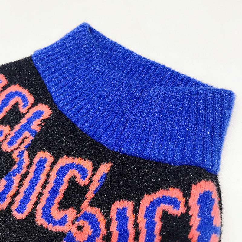 JMT-546570 Winter Warm Sweater for Dogs - Blue and Red, Suitable for Pug, Teddy, Bichon, Schnauzer, Corgi, Shiba Inu and More