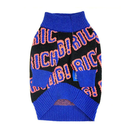 JMT-546570 Winter Warm Sweater for Dogs - Blue and Red, Suitable for Pug, Teddy, Bichon, Schnauzer, Corgi, Shiba Inu and More