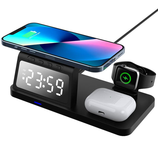 JMT-546634 Four-in-One Wireless Charging Clock with 15W Fast Charging Capability - Available in White and Black