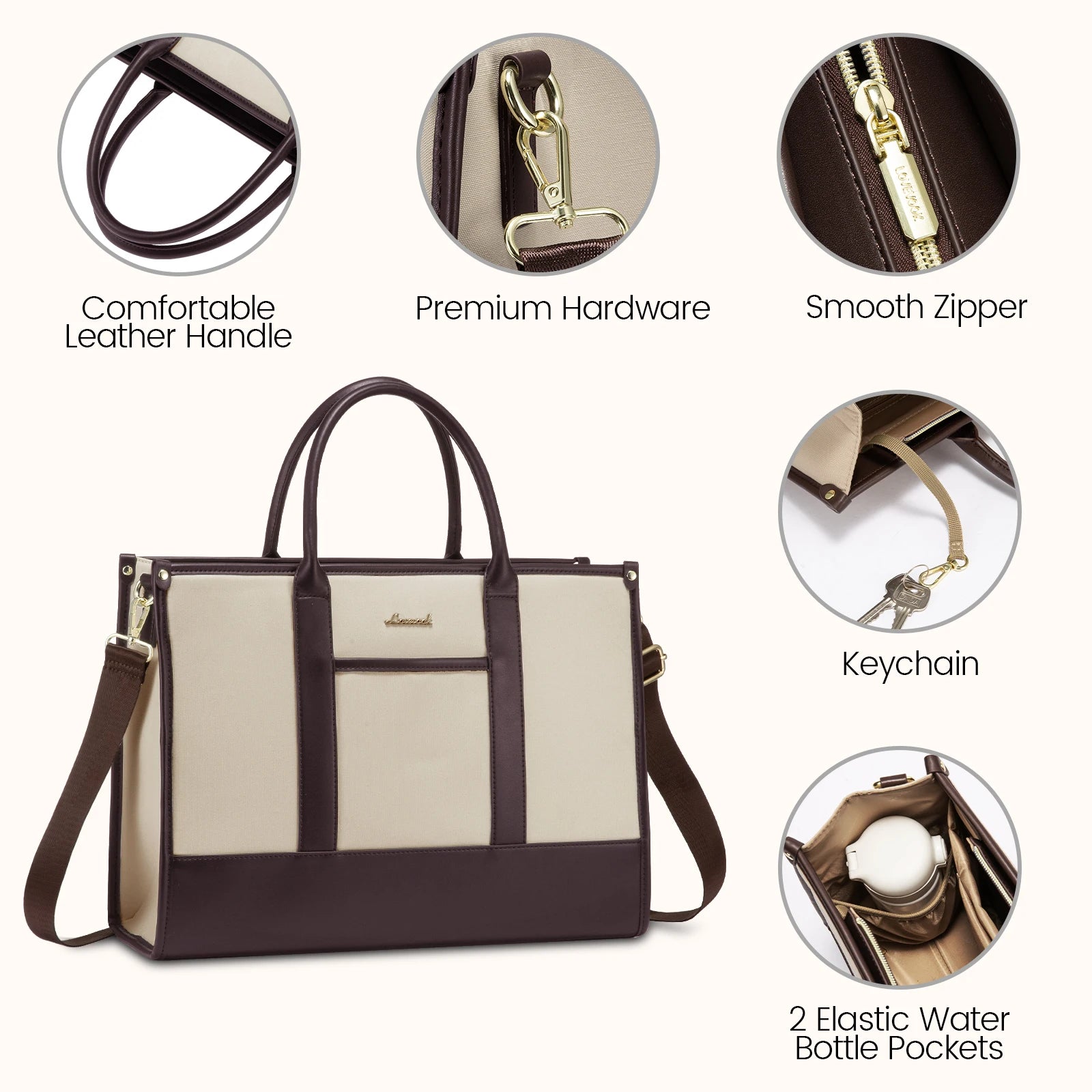 JMT-546762 Stylish Women's Office Work Tote Bag for 15.6-17 Inch Laptops - Large Capacity and Lightweight Briefcase