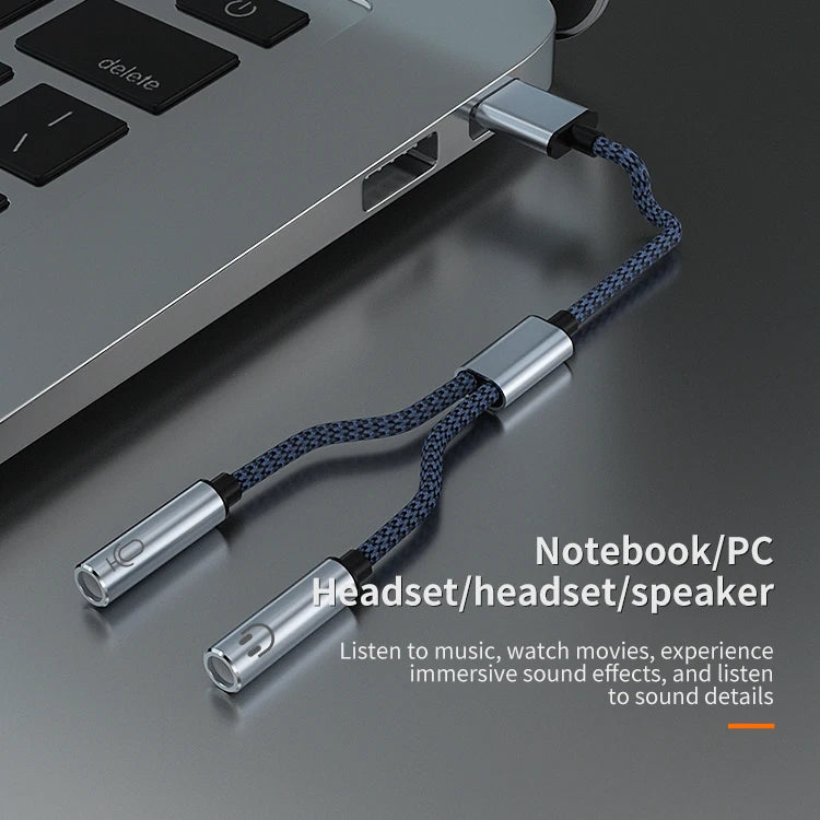 JMT-546762 USB to 3.5mm Audio Splitter Cable for Headphones and Microphones - Dual Female Connections
