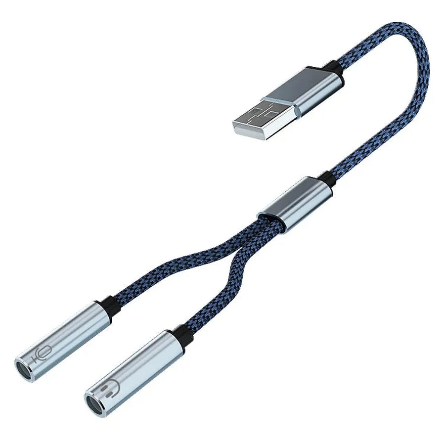 JMT-546762 USB to 3.5mm Audio Splitter Cable for Headphones and Microphones - Dual Female Connections