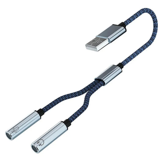 JMT-546762 USB to 3.5mm Audio Splitter Cable for Headphones and Microphones - Dual Female Connections