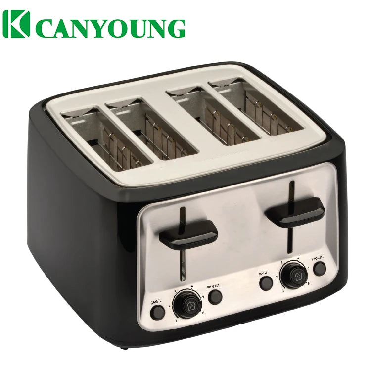 JMT-546890 Extra-Wide 4-Slice Toaster with Bagel and Defrost Functions, 6-Shade Settings, and Hinged Crumb Tray