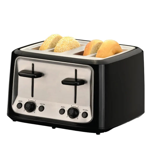 JMT-546890 Extra-Wide 4-Slice Toaster with Bagel and Defrost Functions, 6-Shade Settings, and Hinged Crumb Tray