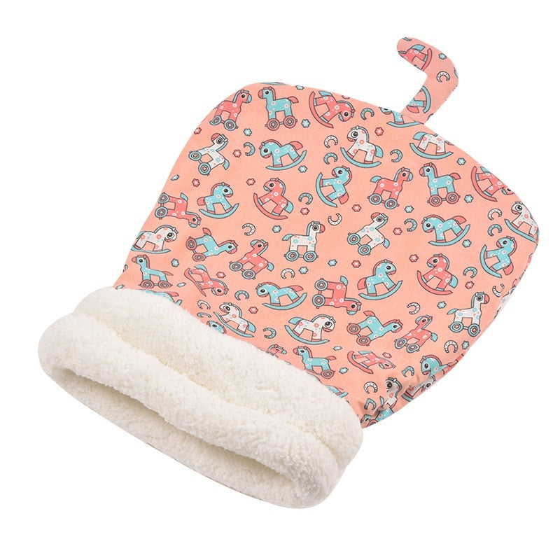 JMT-547402 Thickened Pocketable Winter Cat Nest Sleeping Bag in Blue Rabbit, Pink Deer, Yellow Bear