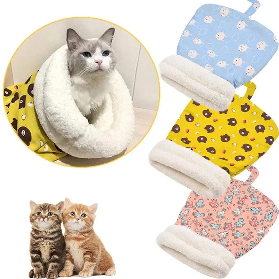 JMT-547402 Thickened Pocketable Winter Cat Nest Sleeping Bag in Blue Rabbit, Pink Deer, Yellow Bear