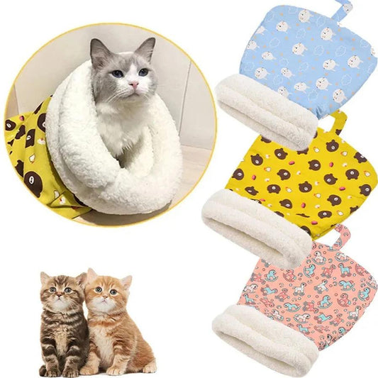 JMT-547402 Thickened Pocketable Winter Cat Nest Sleeping Bag in Blue Rabbit, Pink Deer, Yellow Bear