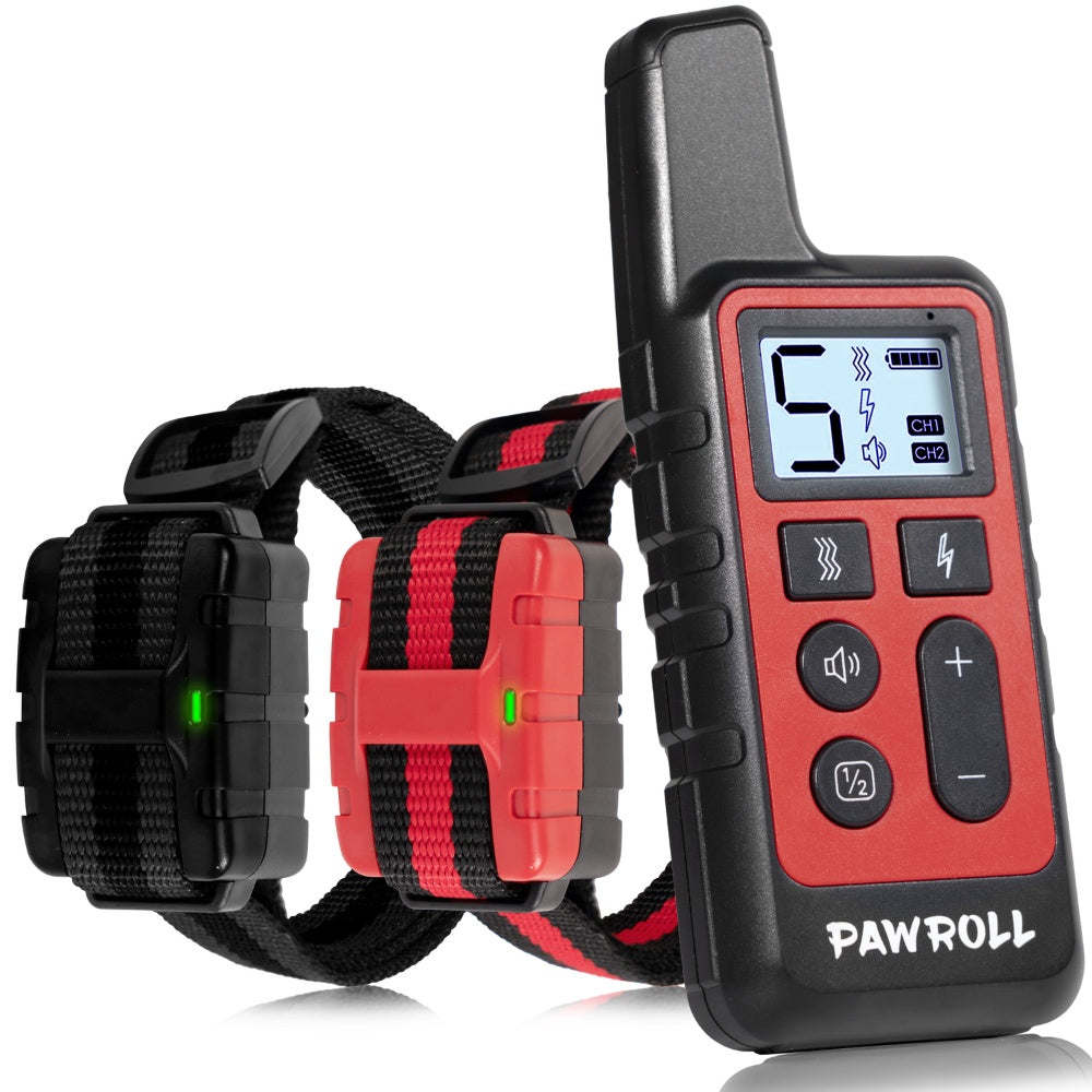 JMT-547594 Dual Dog Training Collar Set - Adjustable Remote System in Black and Red