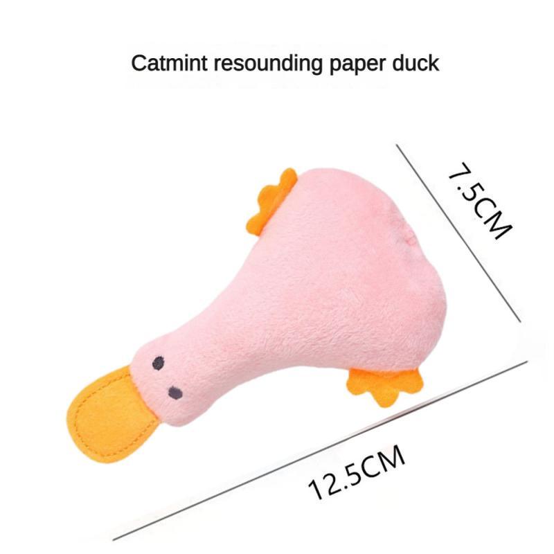 JMT-547914 Plush Duck Cat and Dog Toy with Catnip and Rattle Paper for Play and Training