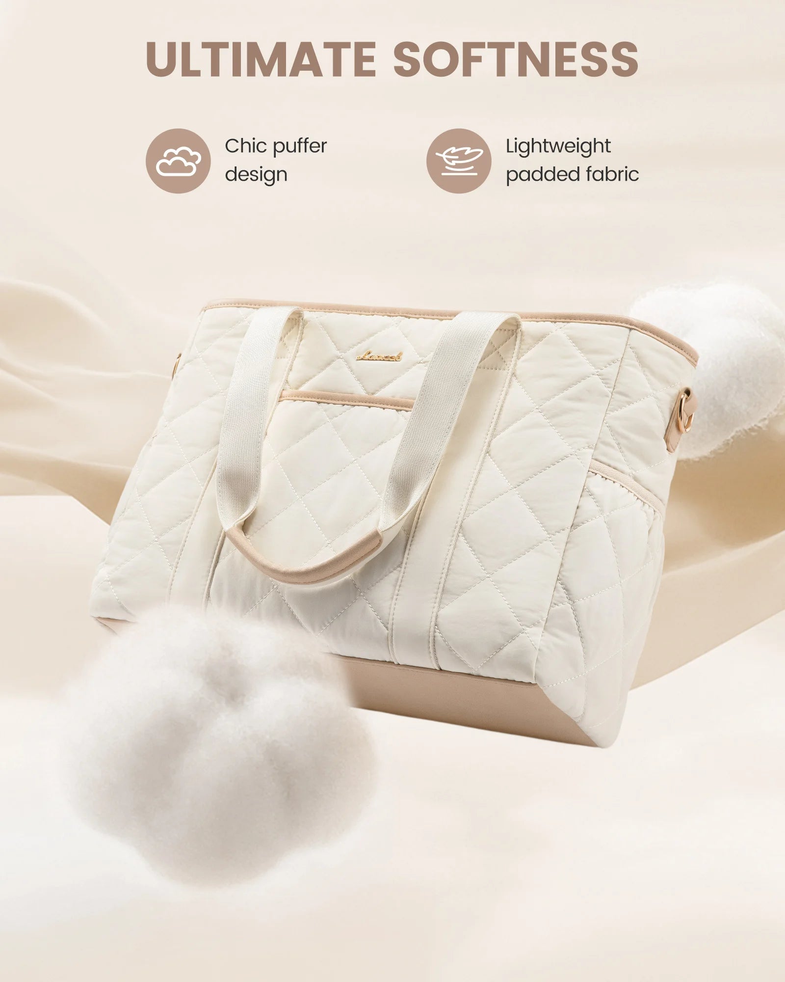 JMT-547914 Soft Quilted Nylon Laptop Tote Handbag for 15.6-17 Inch Computers, Lightweight Puffer Shoulder Bag for Women