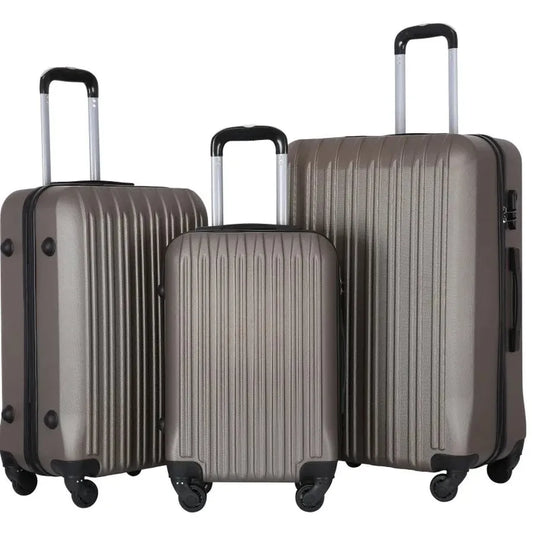 JMT-547978 Spacious 3-Piece ABS Trolley Luggage Set with Smooth-Gliding Wheels