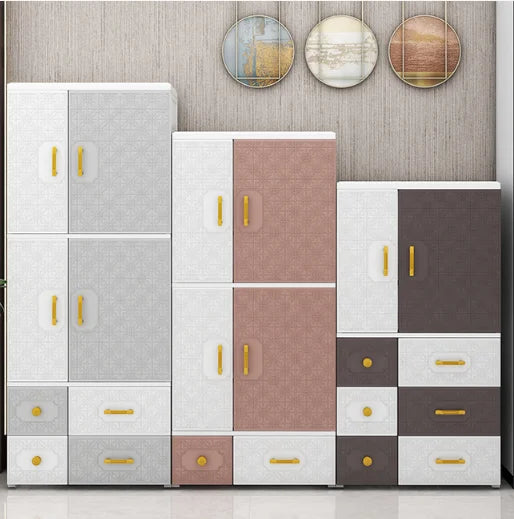 JMT-548042 Cartoon Design Multi Layer 67cm Wide Plastic Baby Wardrobe with Storage Drawers and Modern Style