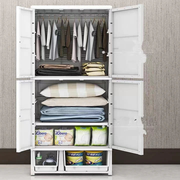 JMT-548042 Cartoon Design Multi Layer 67cm Wide Plastic Baby Wardrobe with Storage Drawers and Modern Style