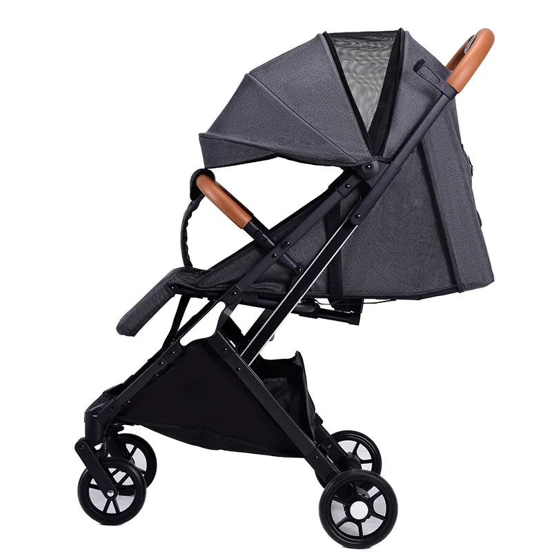 JMT-548234 Red Linen Baby Stroller and Car Seat Travel Set - Portable Push Chair for Infants