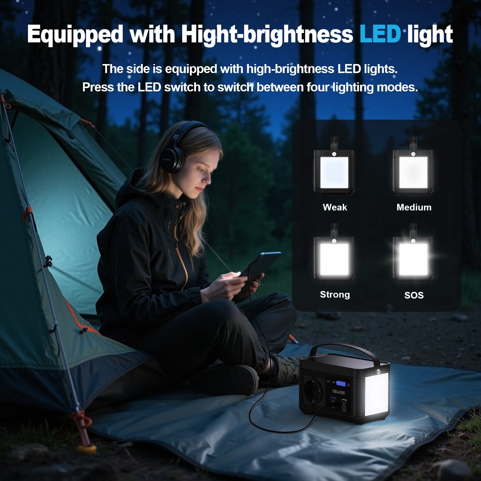 JMT-548426 Portable Power Station 120W 88.8Wh with Quick Charge, 230V AC Outlets, DC Ports, and LED Flashlight