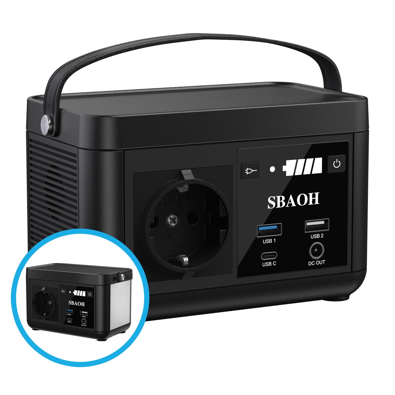 JMT-548426 Portable Power Station 120W 88.8Wh with Quick Charge, 230V AC Outlets, DC Ports, and LED Flashlight