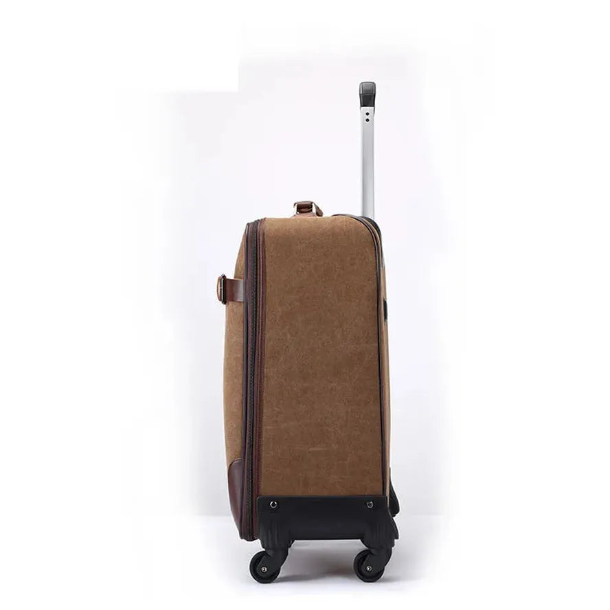 JMT-548490 20 Inch Waterproof Canvas Travel Trolley Luggage Duffel Bag - Large Capacity Black Trunk