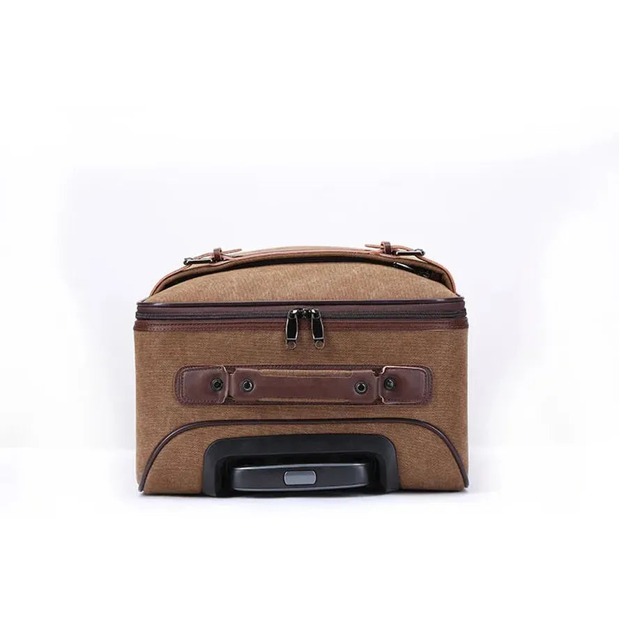 JMT-548490 20 Inch Waterproof Canvas Travel Trolley Luggage Duffel Bag - Large Capacity Black Trunk
