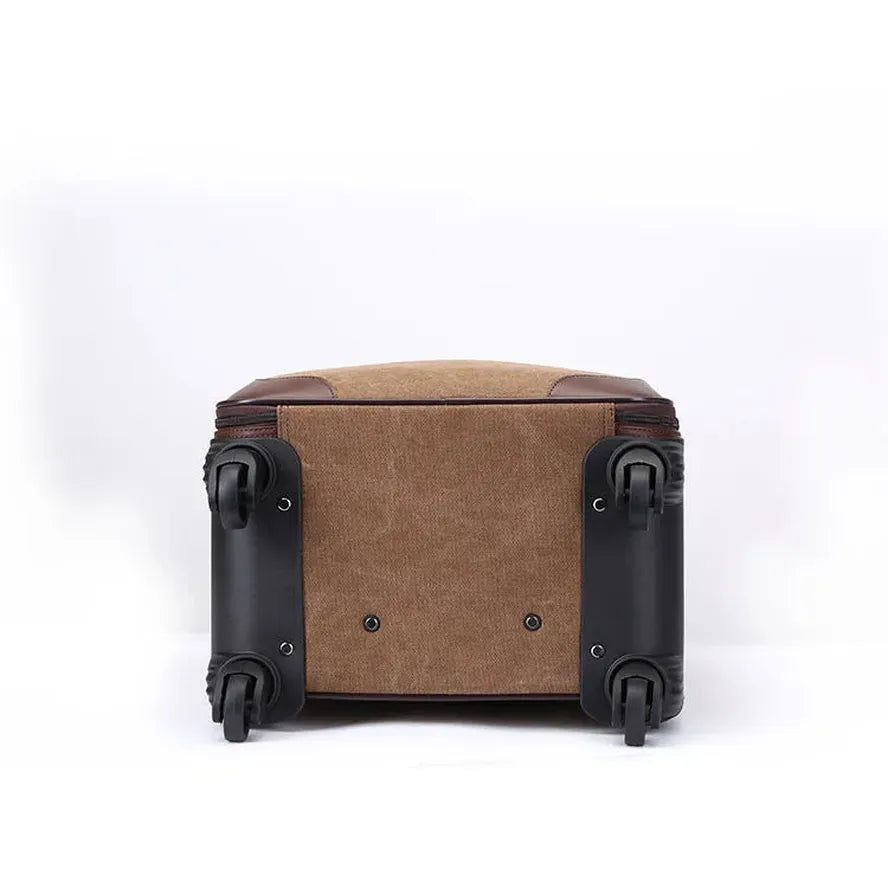 JMT-548490 20 Inch Waterproof Canvas Travel Trolley Luggage Duffel Bag - Large Capacity Black Trunk