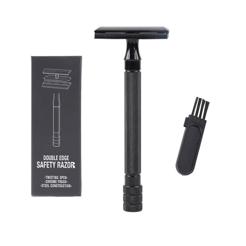 JMT-548490 Manual Pogonotomy Scraper Set with Brush - Black and Silver Finish