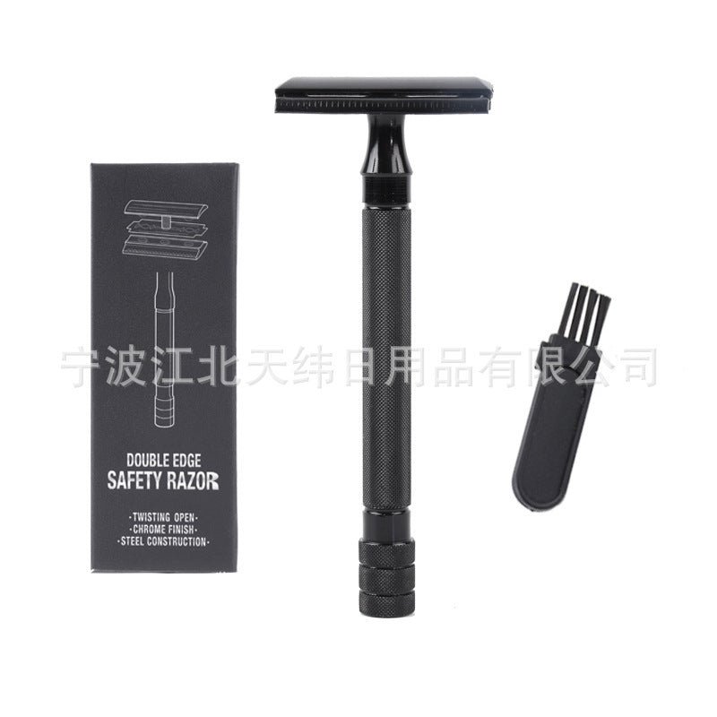 JMT-548490 Manual Pogonotomy Scraper Set with Brush - Black and Silver Finish