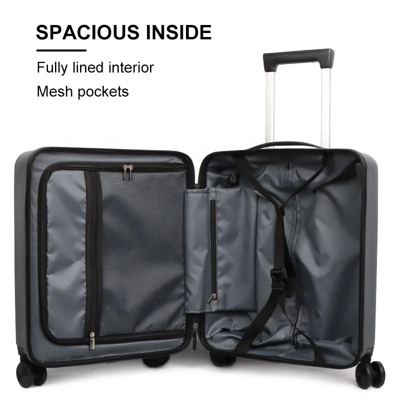 JMT-549130 Smart Carry-On Trolley Bag with Laptop Compartment and Front Pocket Design